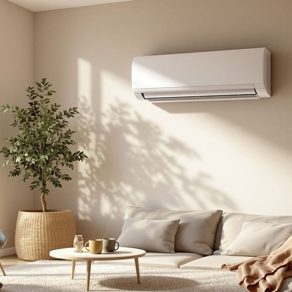 Ductless mini-split keeping a bright GTA living room comfortable year-round